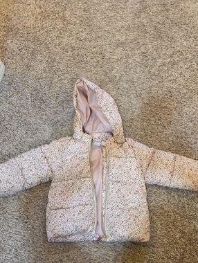 H&M Pink Floral Puffer Jacket with Hood